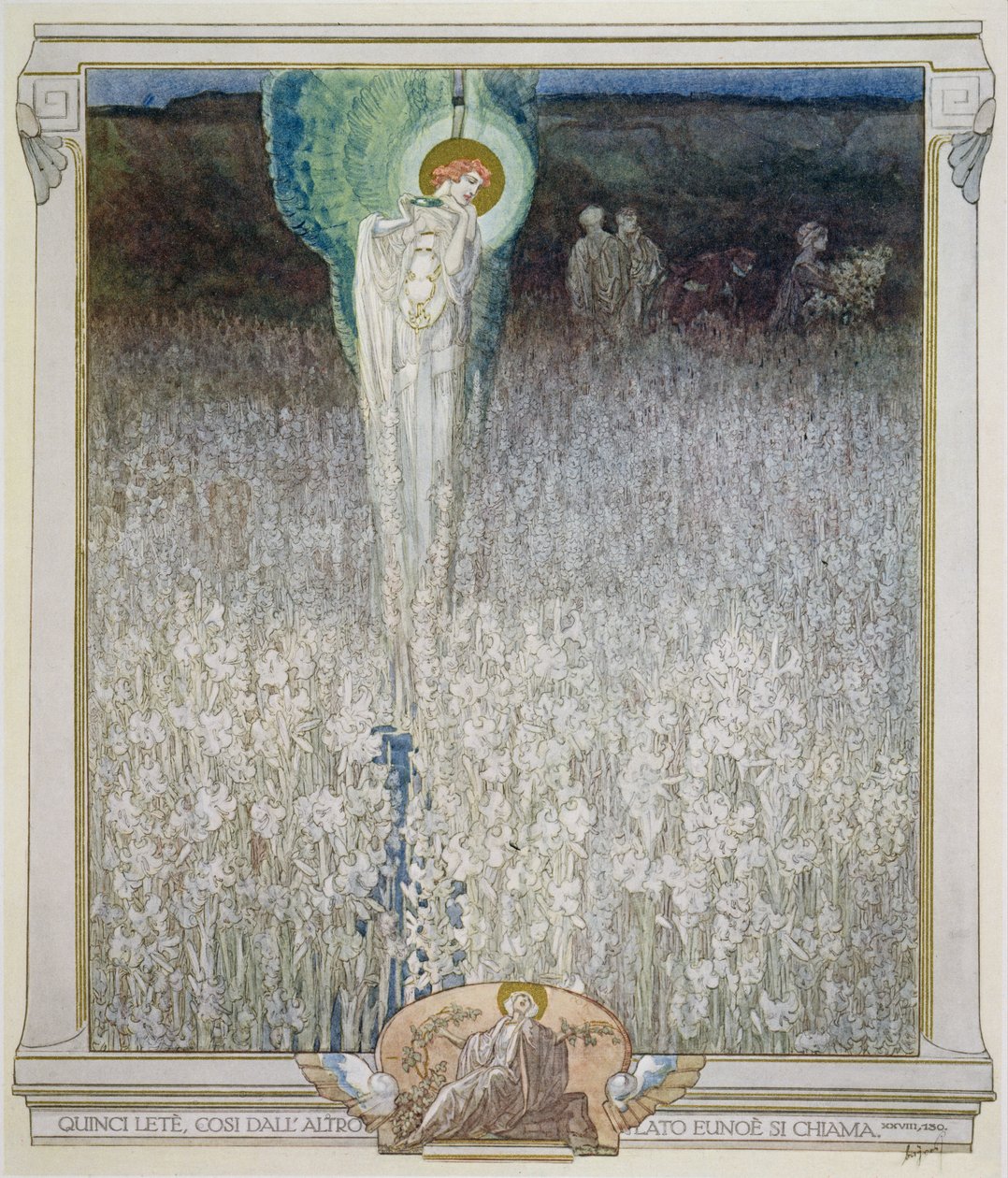 Ilustracja z „Boskiej komedii” Dantego, Czyściec, kanto XXVIII: 130, 1921 autorstwa Franz von Bayros