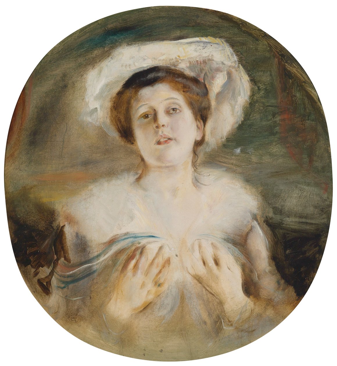 Portret damy w białym kapeluszu autorstwa Franz Seraph von Lenbach