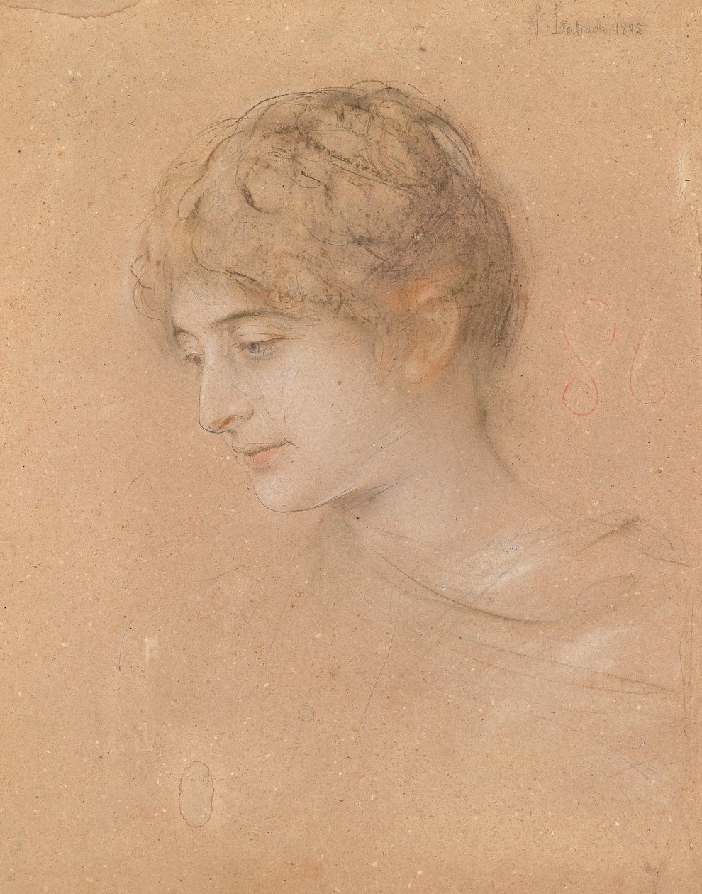 Portret młodej kobiety w pół profilu autorstwa Franz Seraph von Lenbach