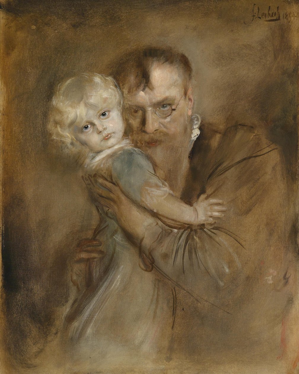 Autoportret z córką Marion autorstwa Franz Seraph von Lenbach