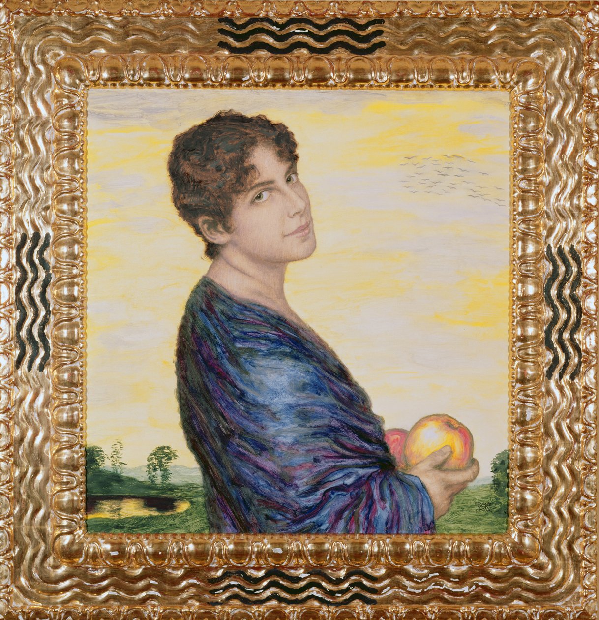 Kobieta trzymająca jabłko, ok. 1916 (olej) autorstwa Franz von Stuck