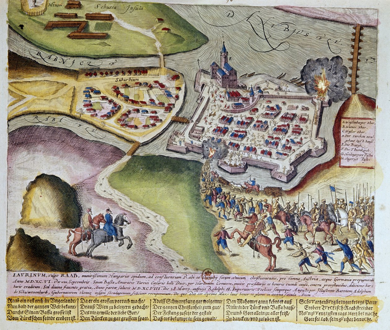 Zdobycie Raab przez Adolfa Schwarzenberga 28.03.1598 r. 1653 Druk Franza Hogenberga (1535-1590) Cabinet des Estampes, B.N, Paryż. autorstwa Franz (after) Hogenberg