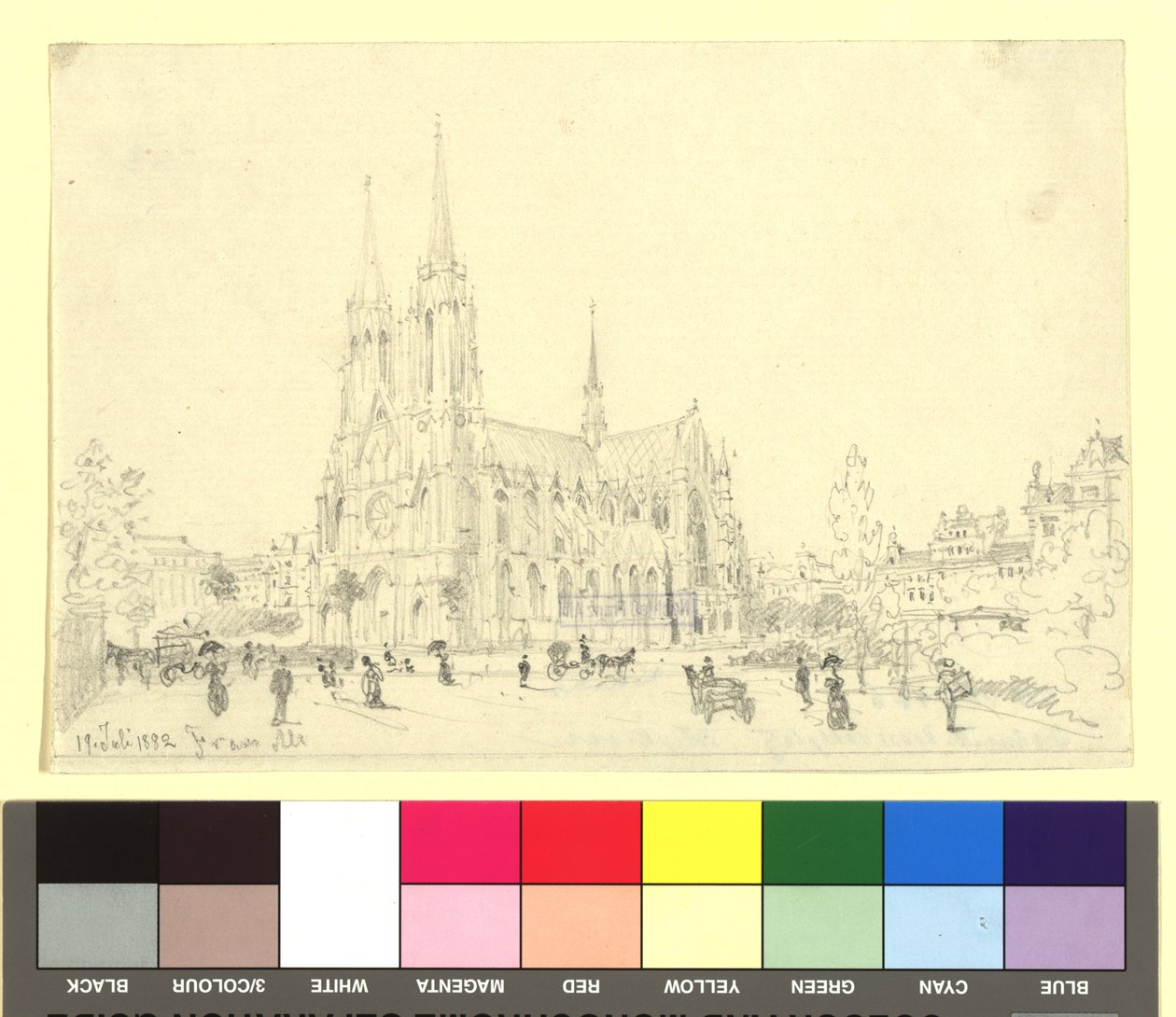 9., Rooseveltplatz – kościół Votivkirche (widok z boku) autorstwa Franz Alt