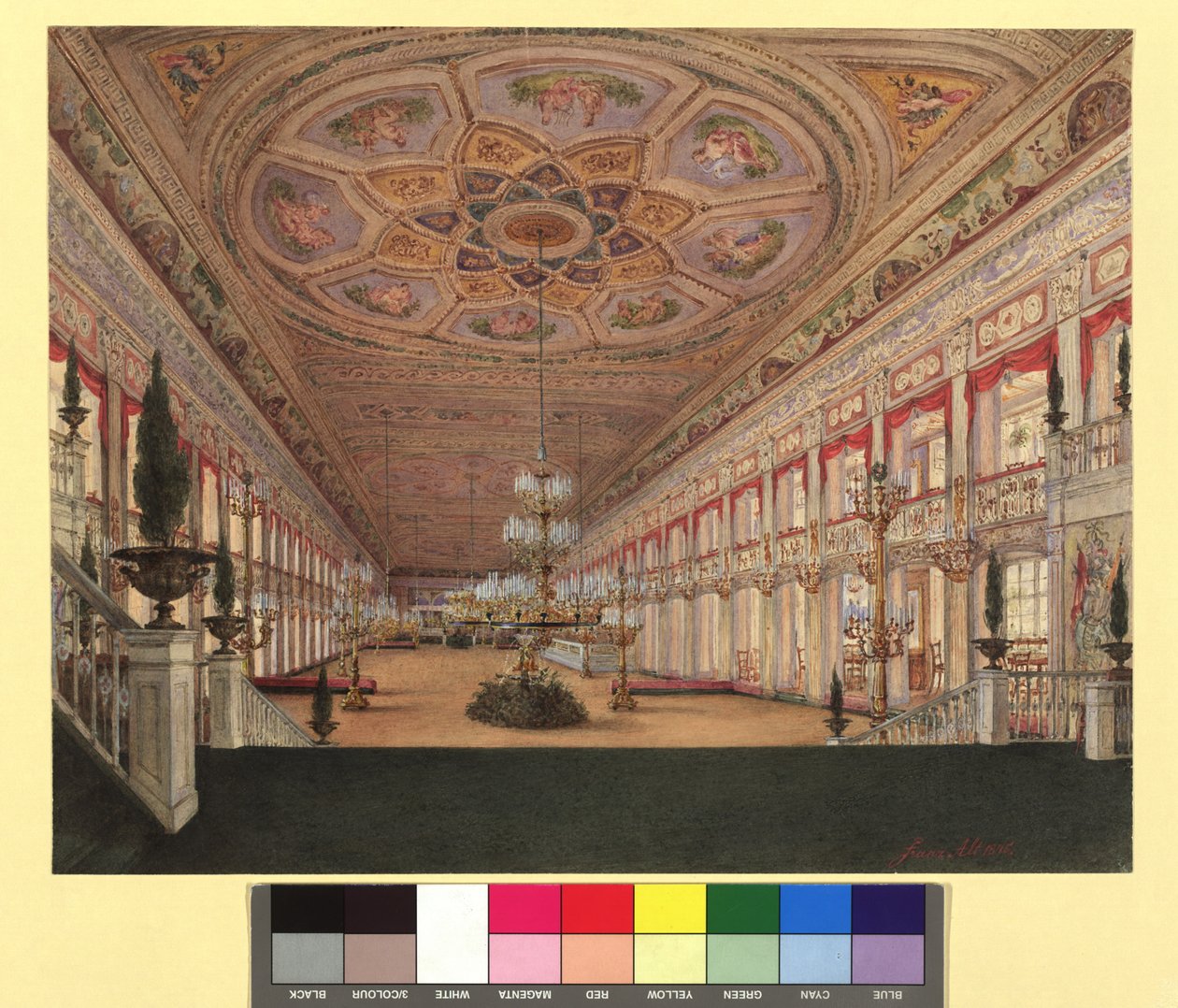 Sala Odeonu, widok wnętrza autorstwa Franz Alt