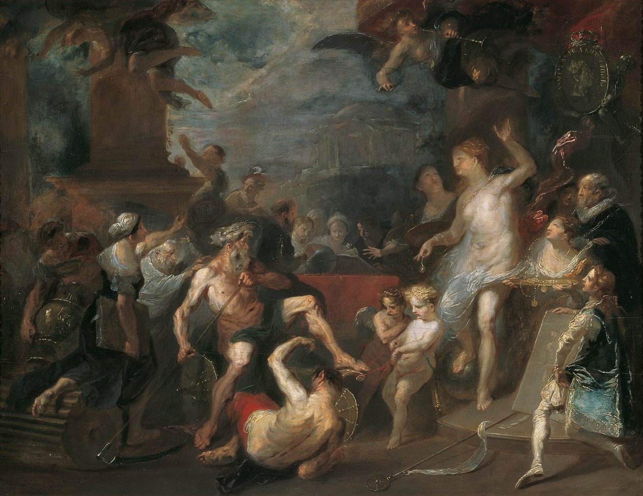 Alegoria ceremonii wręczenia nagród w Akademii Wiedeńskiej pod kierunkiem Wenzel Antona Prince von Kaunitz-Rietberg autorstwa Franz Anton Maulbertsch