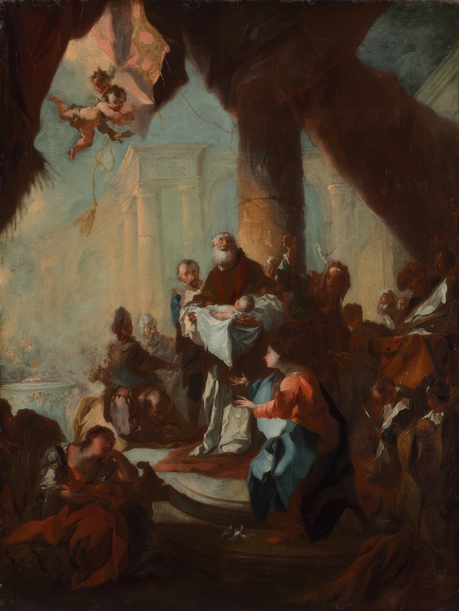 Studium do "Ofiarowania Chrystusa w świątyni" (dla św. Ulryka, Wiedeń) autorstwa Franz Anton Maulbertsch