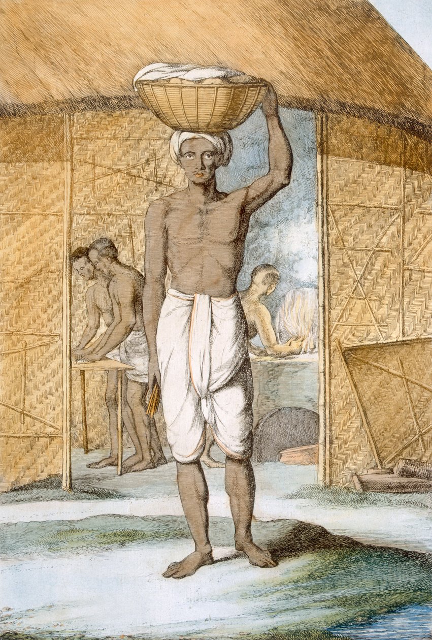 Wypiekacz chleba, z „Hindusi, czyli opis ich manier, strojów i ceremonii”, ok. 1808-12 (kolorowa akwaforta) autorstwa Franz Balthazar Solvyns