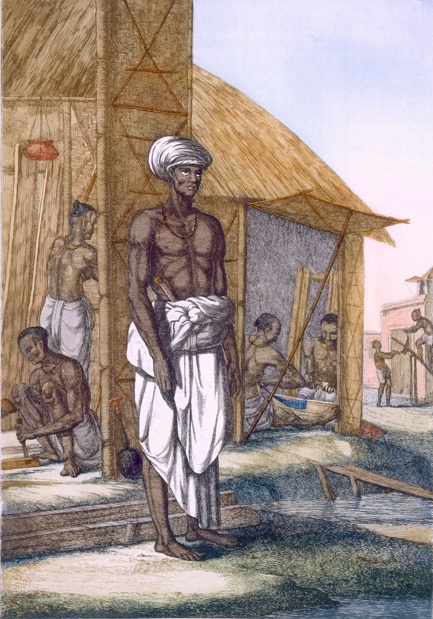 Carpenter, z „Hindusi, czyli opis ich manier, strojów i ceremonii”, ok. 1808-12 (kolorowa akwaforta) autorstwa Franz Balthazar Solvyns