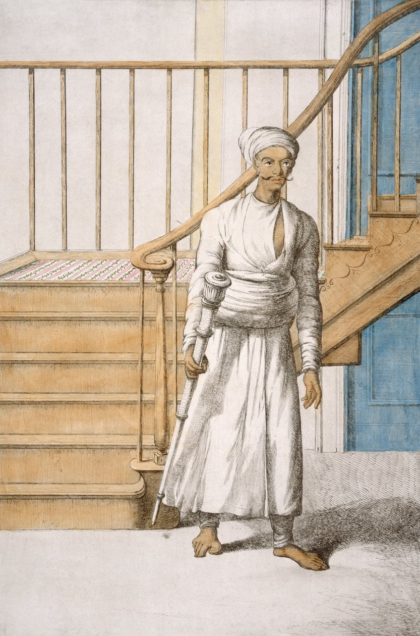 Mace Bearer, z „Hindusi, czyli opis ich manier, strojów i ceremonii”, ok. 1808-12 (kolorowa akwaforta) autorstwa Franz Balthazar Solvyns