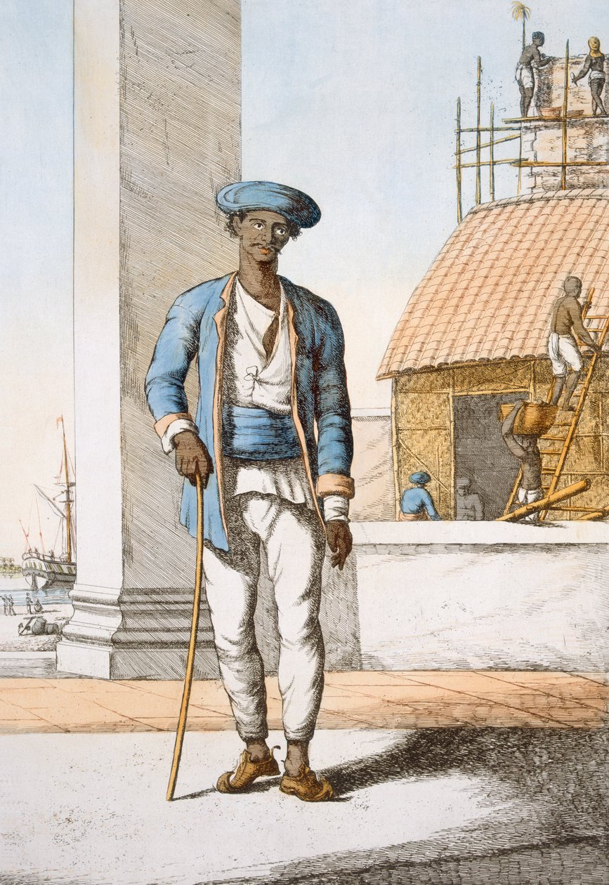 Sailor, z „Hindusi, czyli opis ich manier, strojów i ceremonii”, c.1808-12 (kolorowa akwaforta) autorstwa Franz Balthazar Solvyns