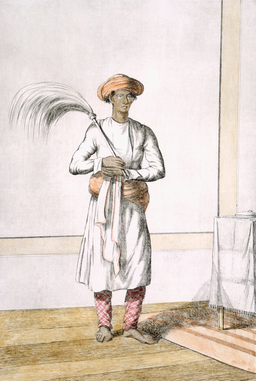 Trzepaczka, z „Hindusi, czyli opis ich manier, strojów i ceremonii”, c.1808-12 (kolorowa akwaforta) autorstwa Franz Balthazar Solvyns