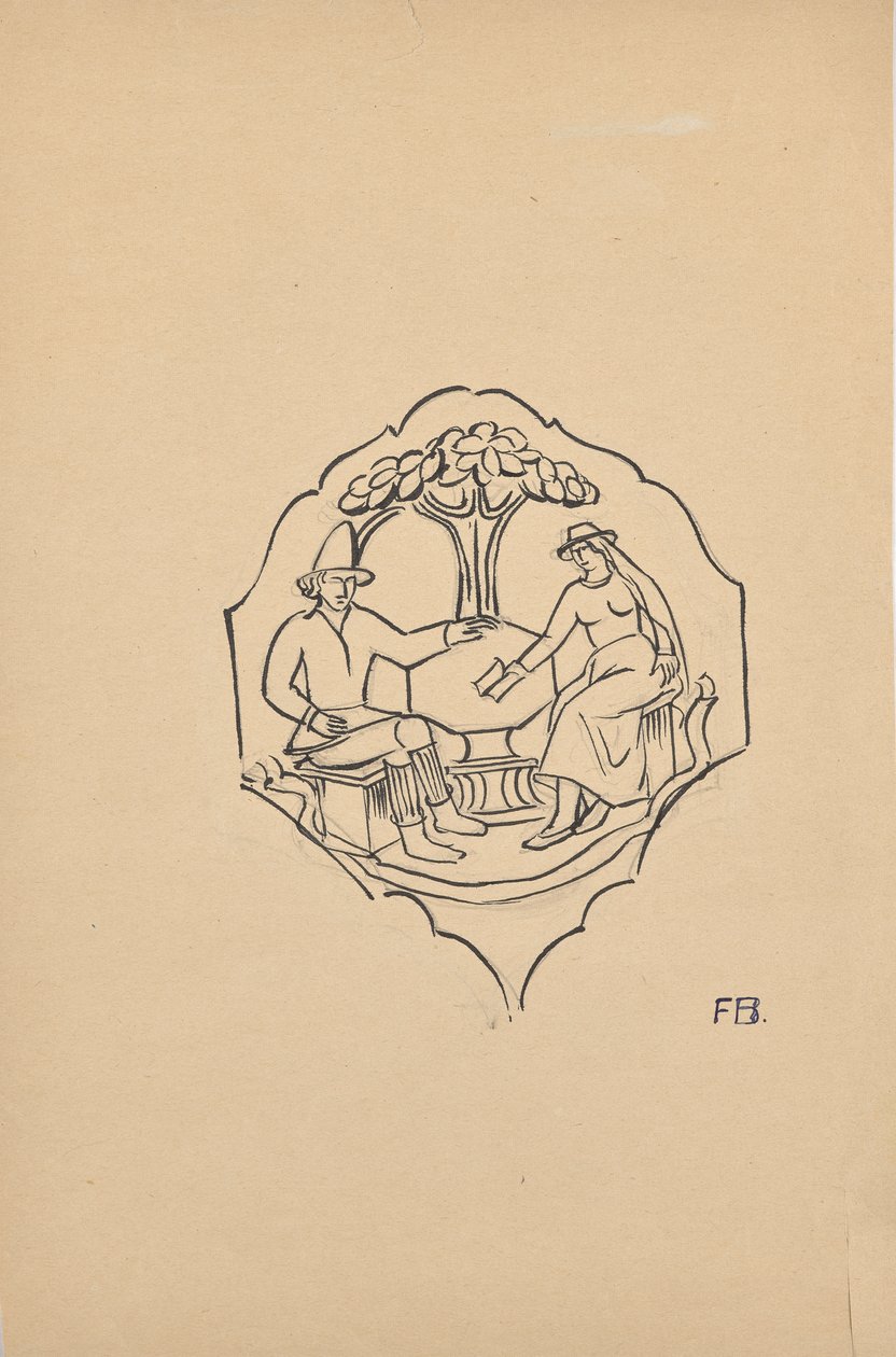 Para chłopska (wypełnienie klinowe mebla?) autorstwa Franz Barwig d. Ä.