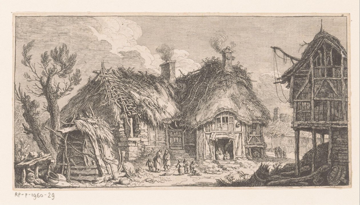 Kobiety i dzieci na farmie Suite de paysages (tytuł serii) autorstwa Franz Edmund Weirotter