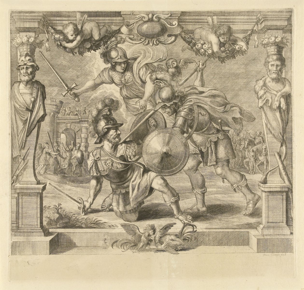 Achilles zabija Hectora Historia Achillesa (tytuł serii) autorstwa Franz Ertinger