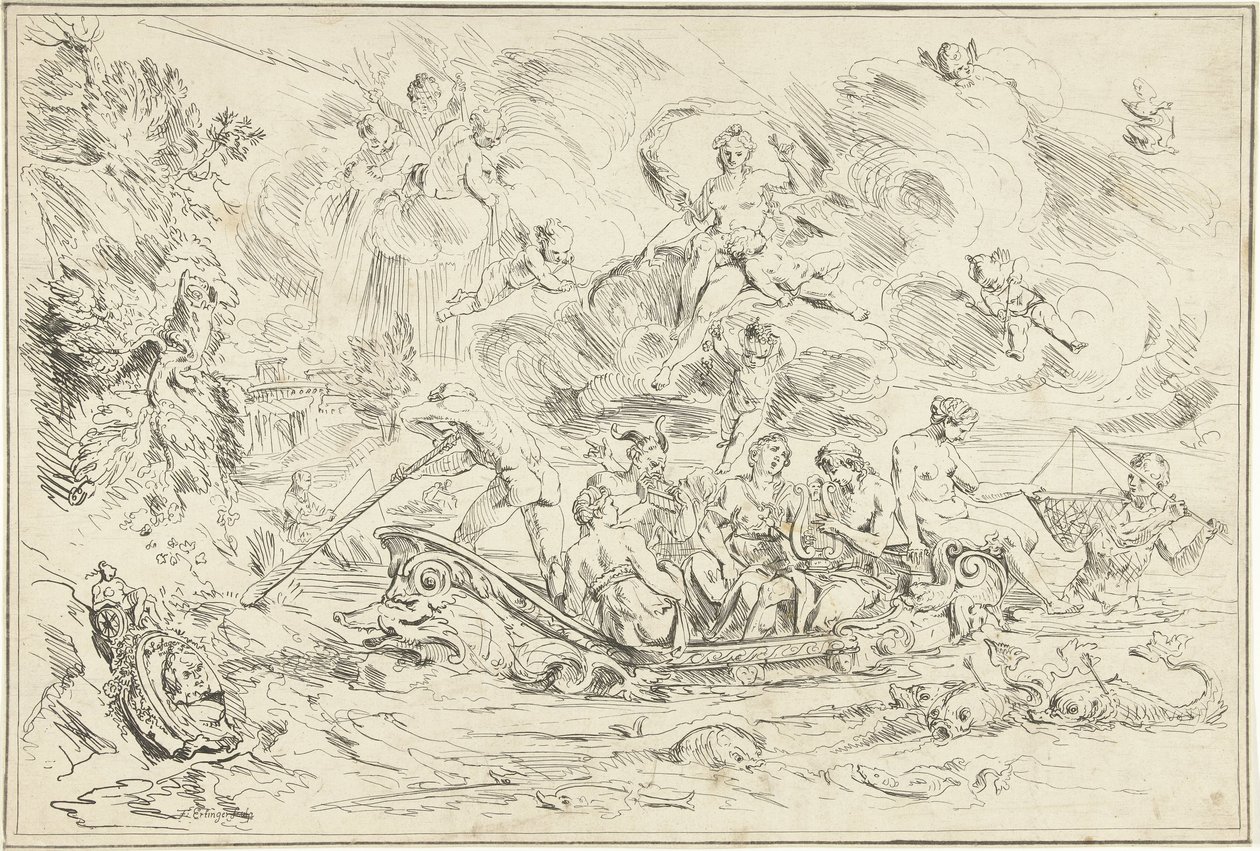 Apollo i Pan w łodzi autorstwa Franz Ertinger