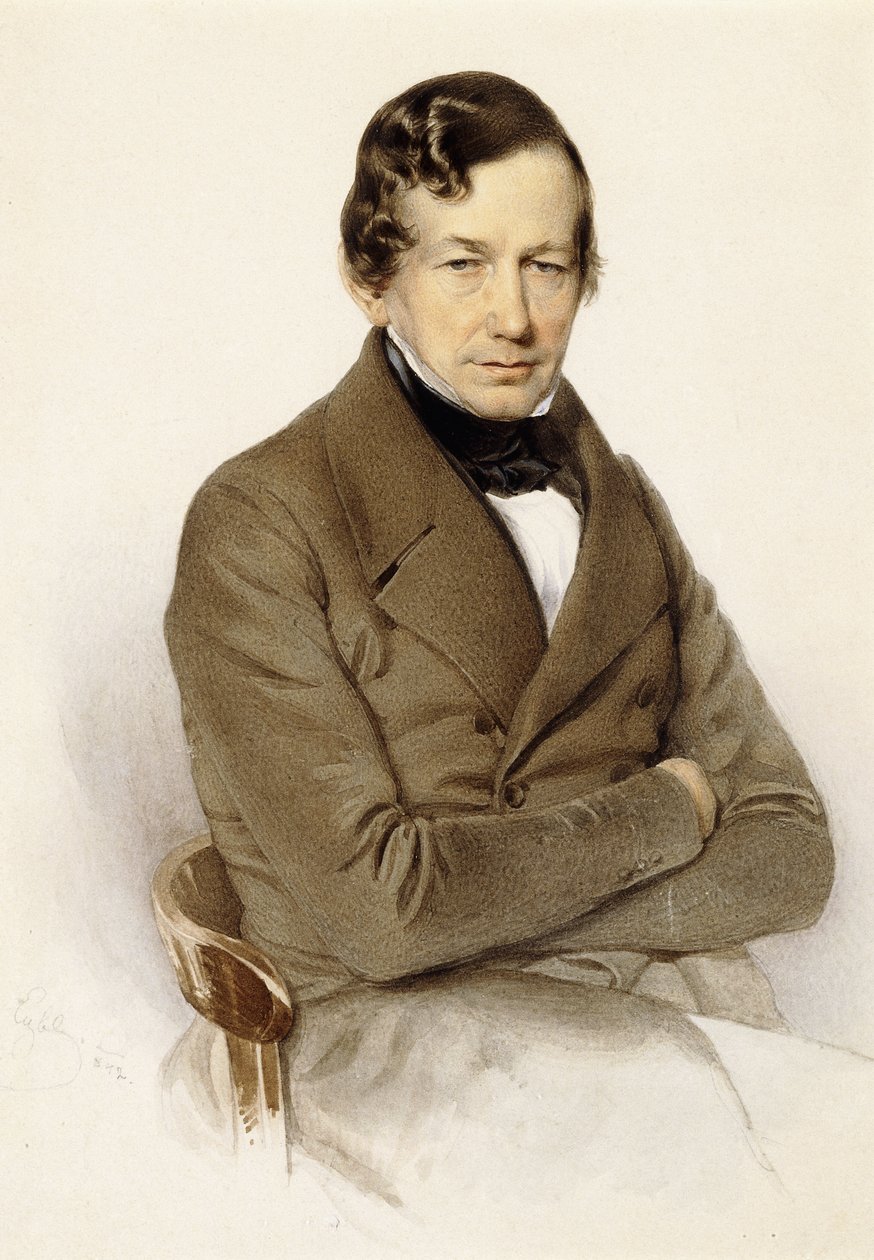 Portret Antona Diabelli, siedzący do połowy długości, 1842 autorstwa Franz Eybl