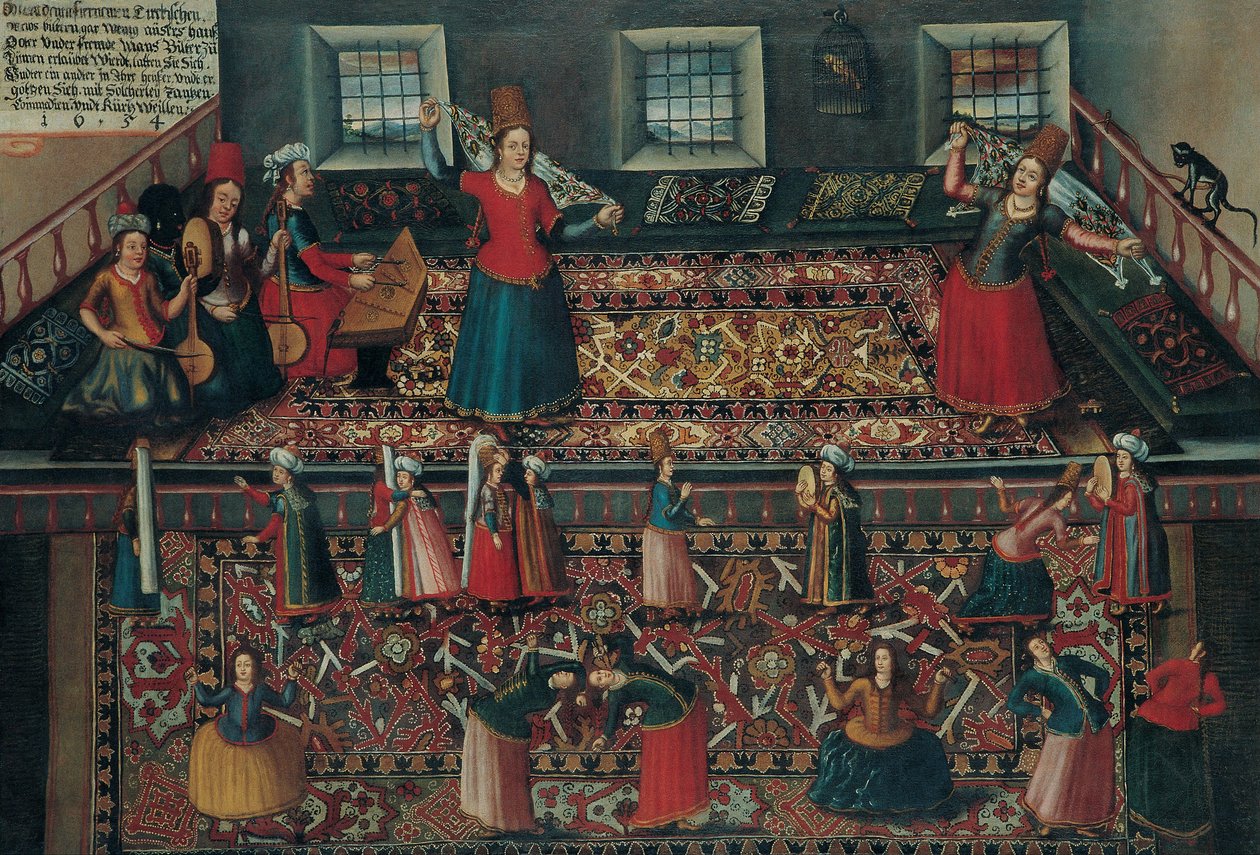 Scena z tureckiego haremu, druga połowa XVII wieku. autorstwa Franz Georg Hörmann
