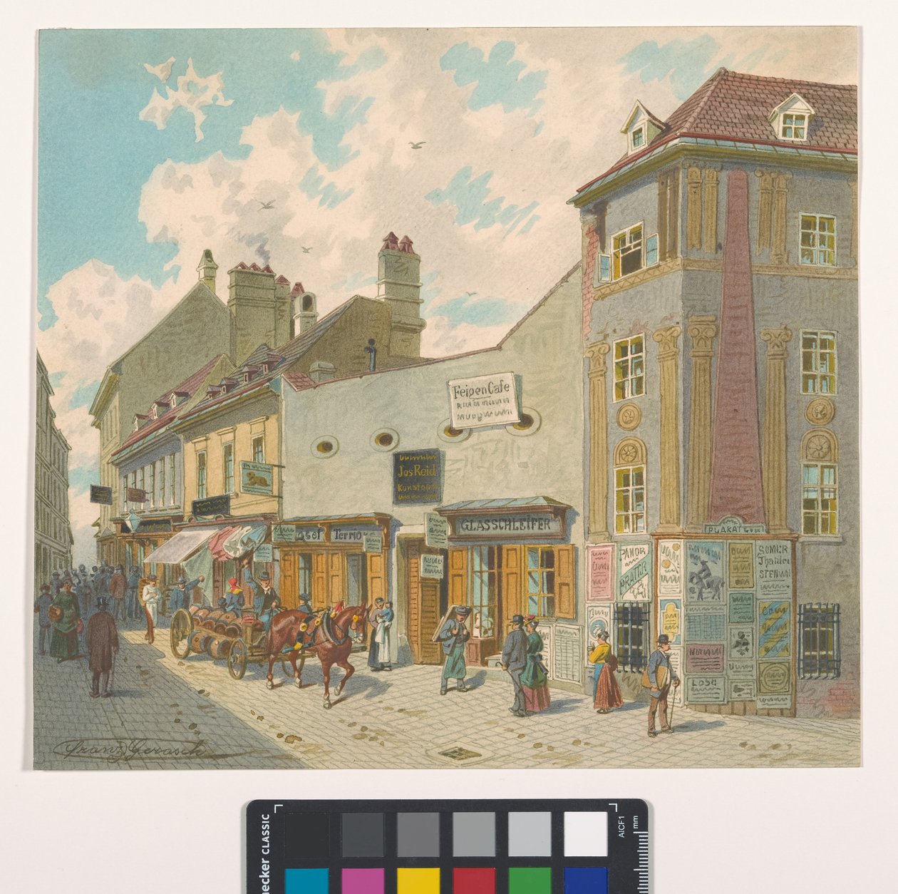 7., Burggasse 28–36 – widok z wysokości Kirchengasse autorstwa Franz Gerasch