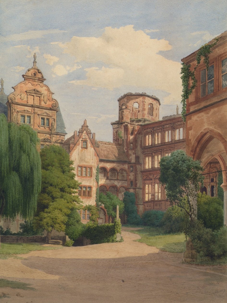 Widok na zamek w Heidelbergu autorstwa Franz Heinrich