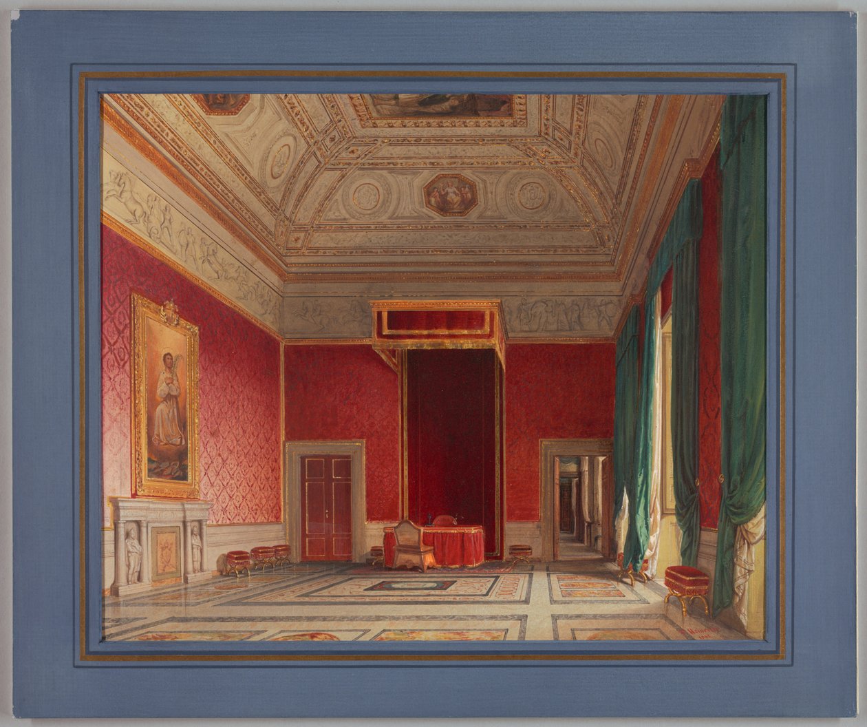 Rysunek, Sala del Thorvaldsen, Rzym, 1845 r. autorstwa Franz Heinrich