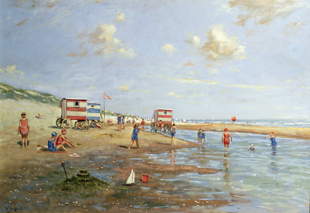 Scena na plaży (olej na płótnie) autorstwa Franz Helfferich