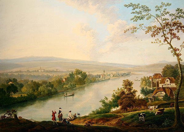 Krajobraz rzeczny, ok. 1765-75 (olej na płótnie) autorstwa Franz Hochecker
