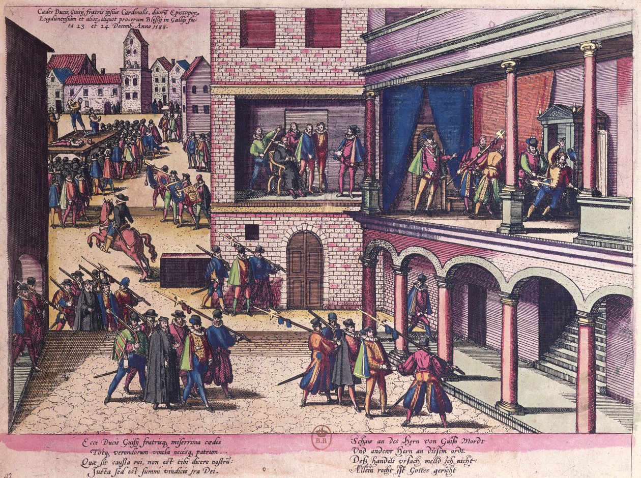 Zamach na księcia Henryka z Guise (1549-88) autorstwa Franz Hogenberg