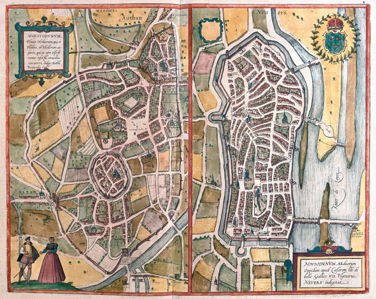 Autun i Nevers, Francja (Grawerowanie autorstwa Franz Hogenberg