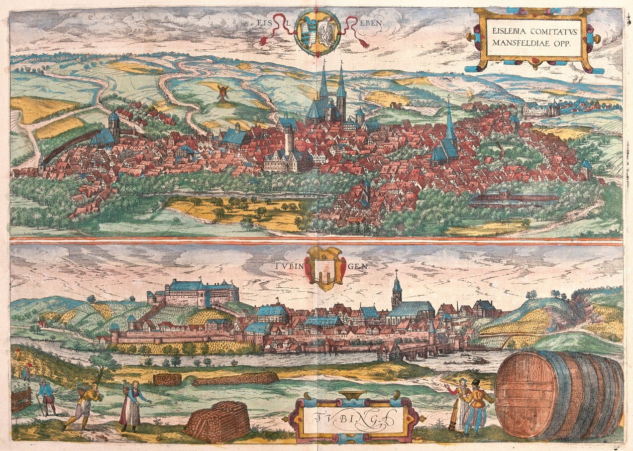 Eisleben i Tybinga, Niemcy (Grawerowanie autorstwa Franz Hogenberg