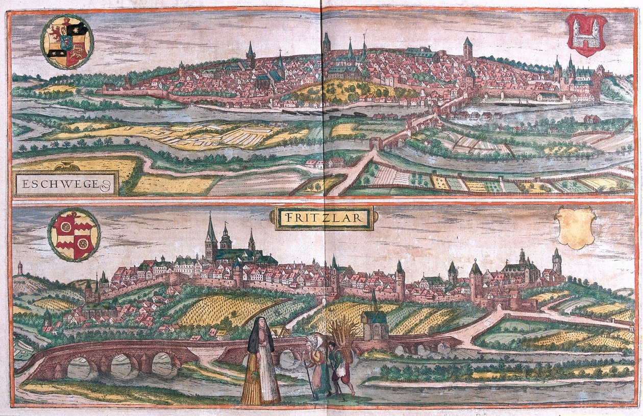 Eschwege i Fritzlar, Niemcy (grawerowanie autorstwa Franz Hogenberg