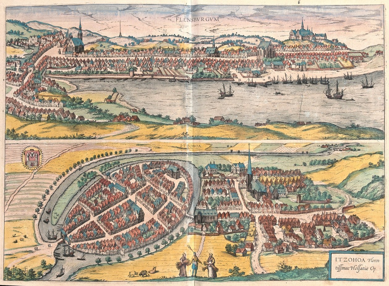 Flensburg i Itzehoe, Niemcy (grawerowanie autorstwa Franz Hogenberg