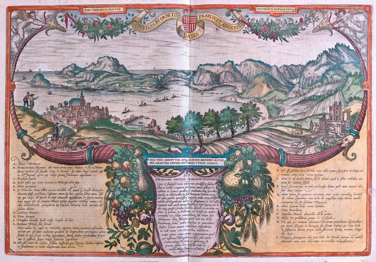 Zatoka Baia (jagody), Ischia i Pozzuoli, Włochy (grawerowanie autorstwa Franz Hogenberg