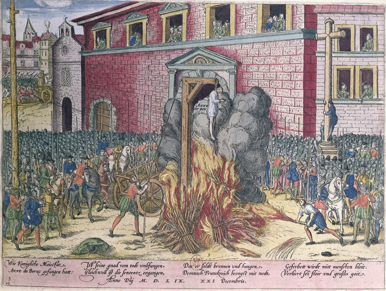 Powieszenie Anne du Bourg (1521-59) Place de Greve, 23 grudnia 1559 autorstwa Franz Hogenberg
