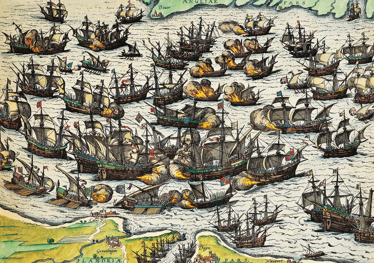 Niezwyciężona armada, rycina Franz Hogenberg (1535-1590), Hiszpania autorstwa Franz Hogenberg