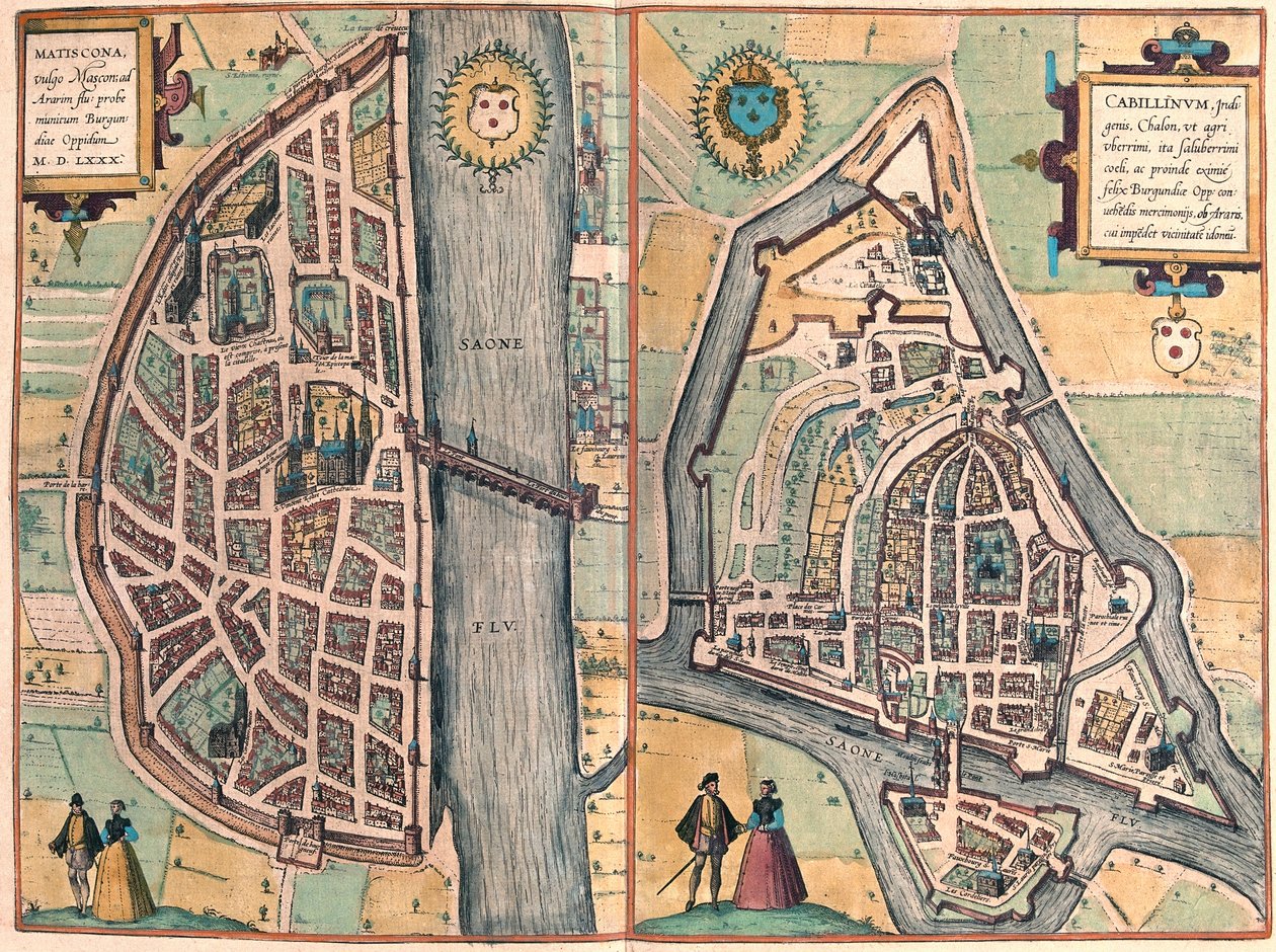 Macon - Chalons sur Saone, Francja (Grawerowanie autorstwa Franz Hogenberg