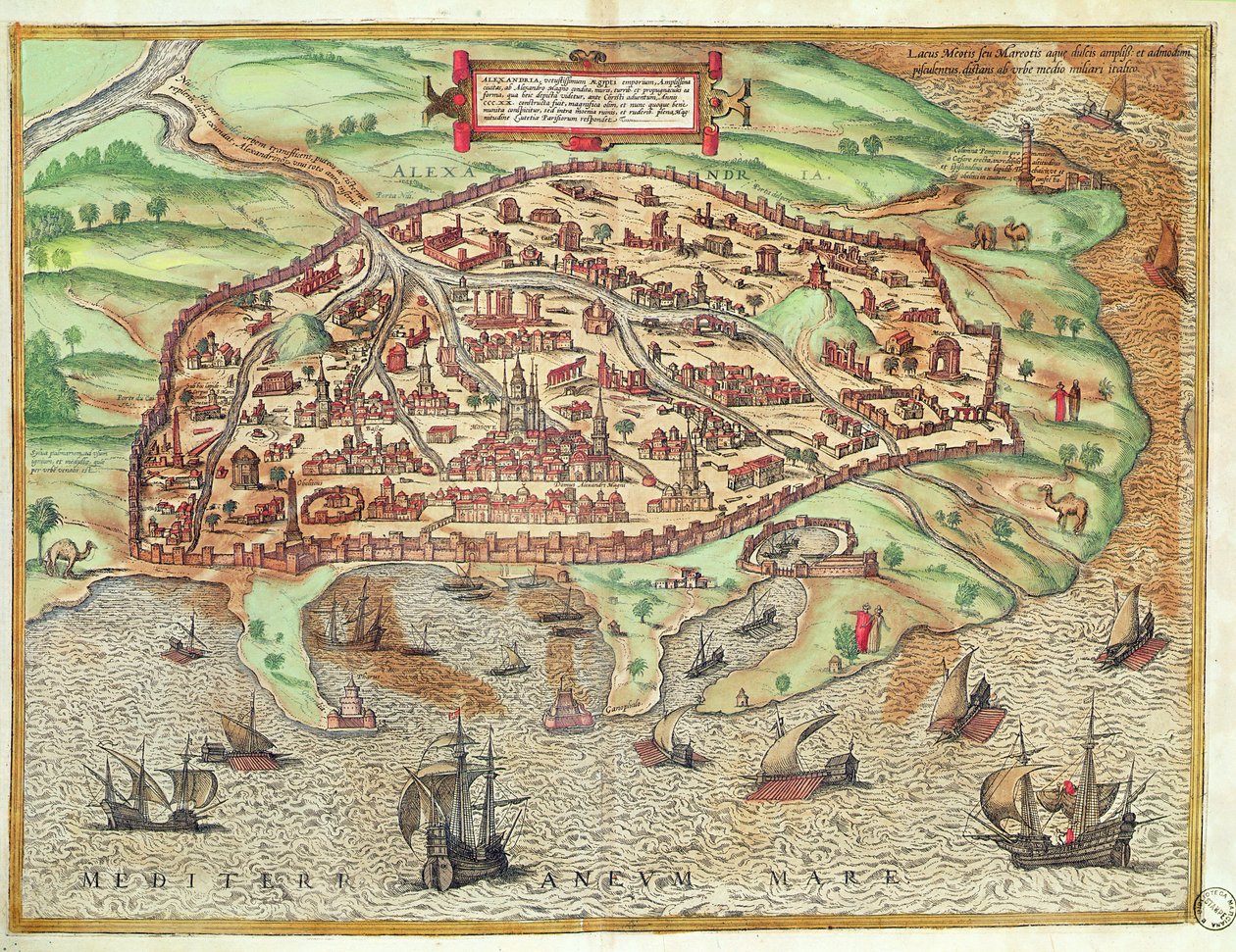 Mapa Aleksandrii z „Miasta świata w kolonii Agrypina”, 1572 autorstwa Franz Hogenberg