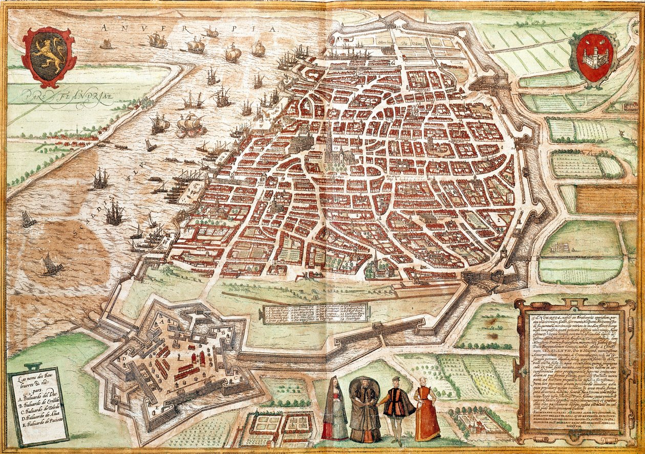 Mapa Antwerpii (grawerowanie autorstwa Franz Hogenberg