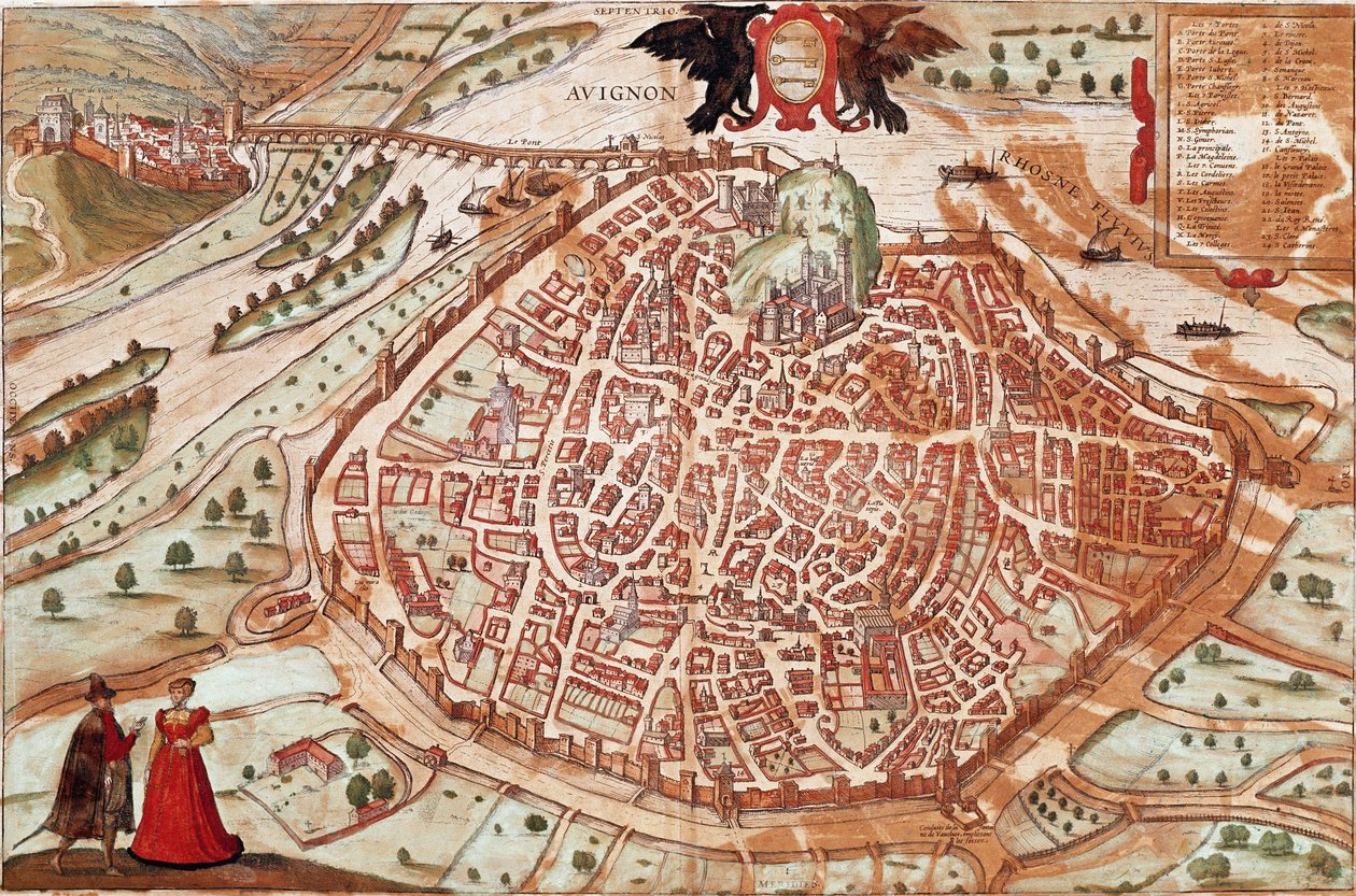Mapa Awinionu - Francja (grawerowanie autorstwa Franz Hogenberg