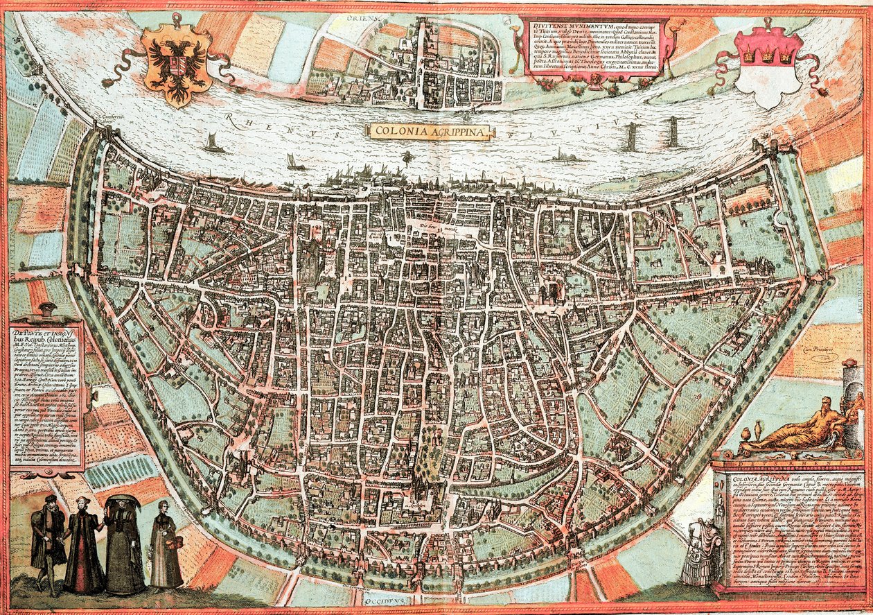 Mapa Kolonia - Niemcy (grawerowanie autorstwa Franz Hogenberg