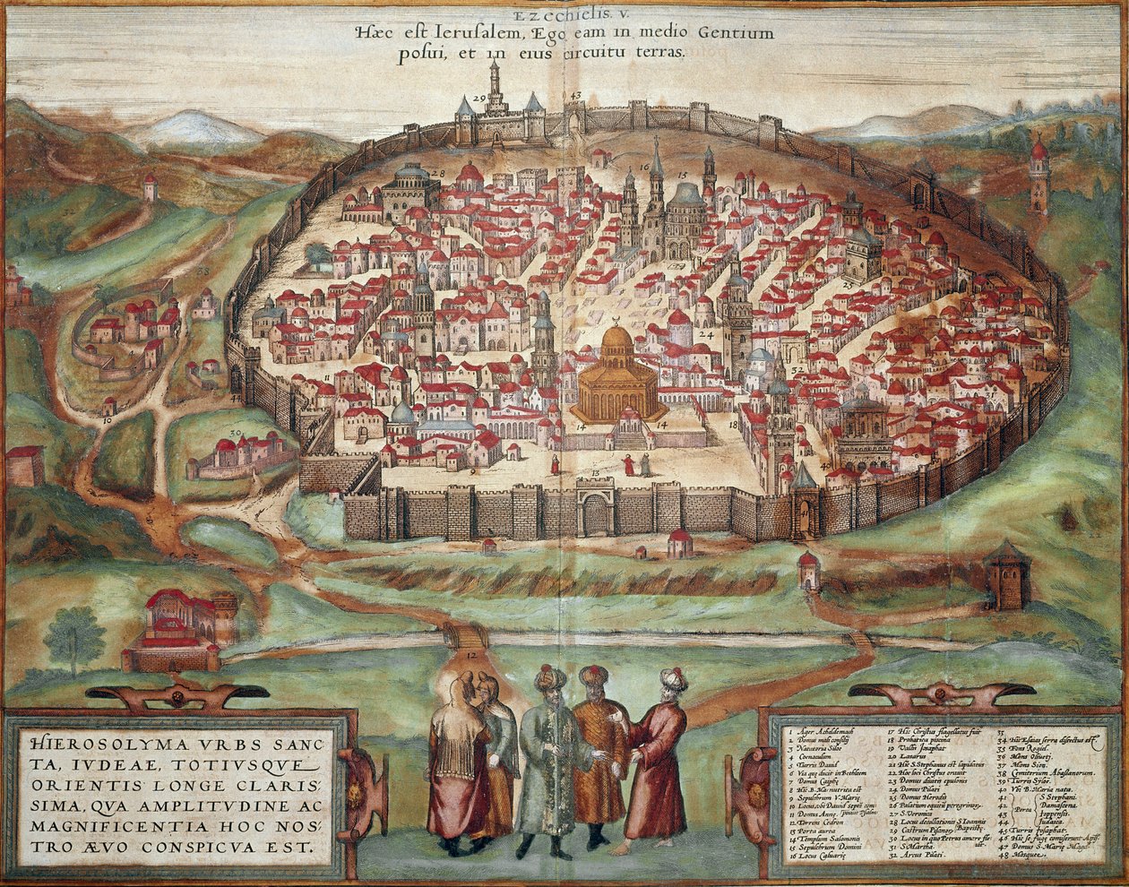 Mapa Jerozolimy (grawerowanie autorstwa Franz Hogenberg