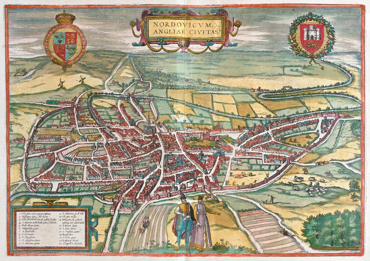 Norwich - Wielka Brytania (grawerowanie autorstwa Franz Hogenberg