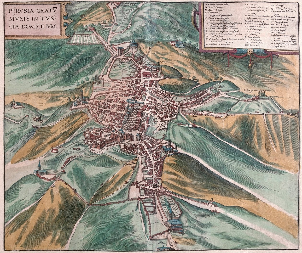 Perugia, Włochy (grawerowanie autorstwa Franz Hogenberg