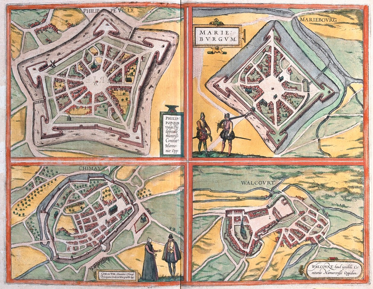 Philippeville, Mariembourg, Chimay i Walcourt, Belgia (grawerowanie autorstwa Franz Hogenberg