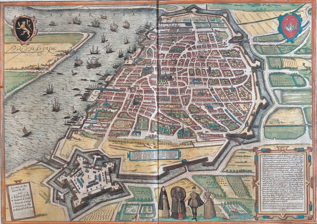 Mapa Antwerpii autorstwa Franz Hogenberg
