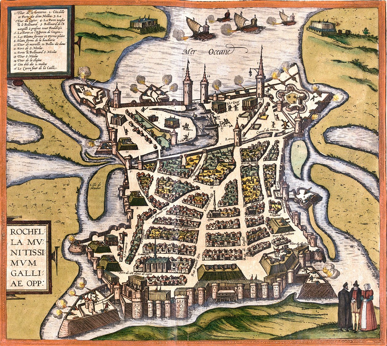 Plan La Rochelle (Rochella), Francja (akwaforta autorstwa Franz Hogenberg