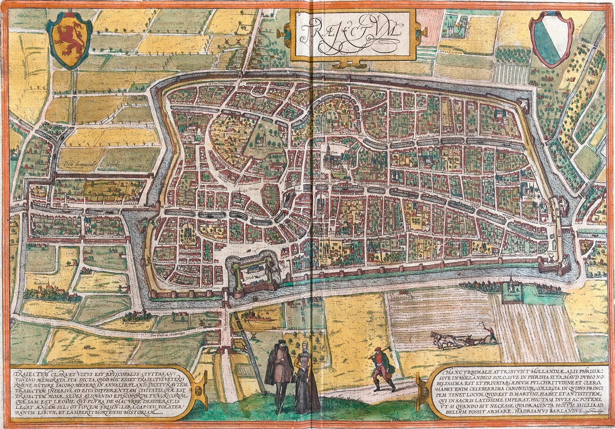 Plan Maastricht (Traiectum), Holandia (akwaforta autorstwa Franz Hogenberg