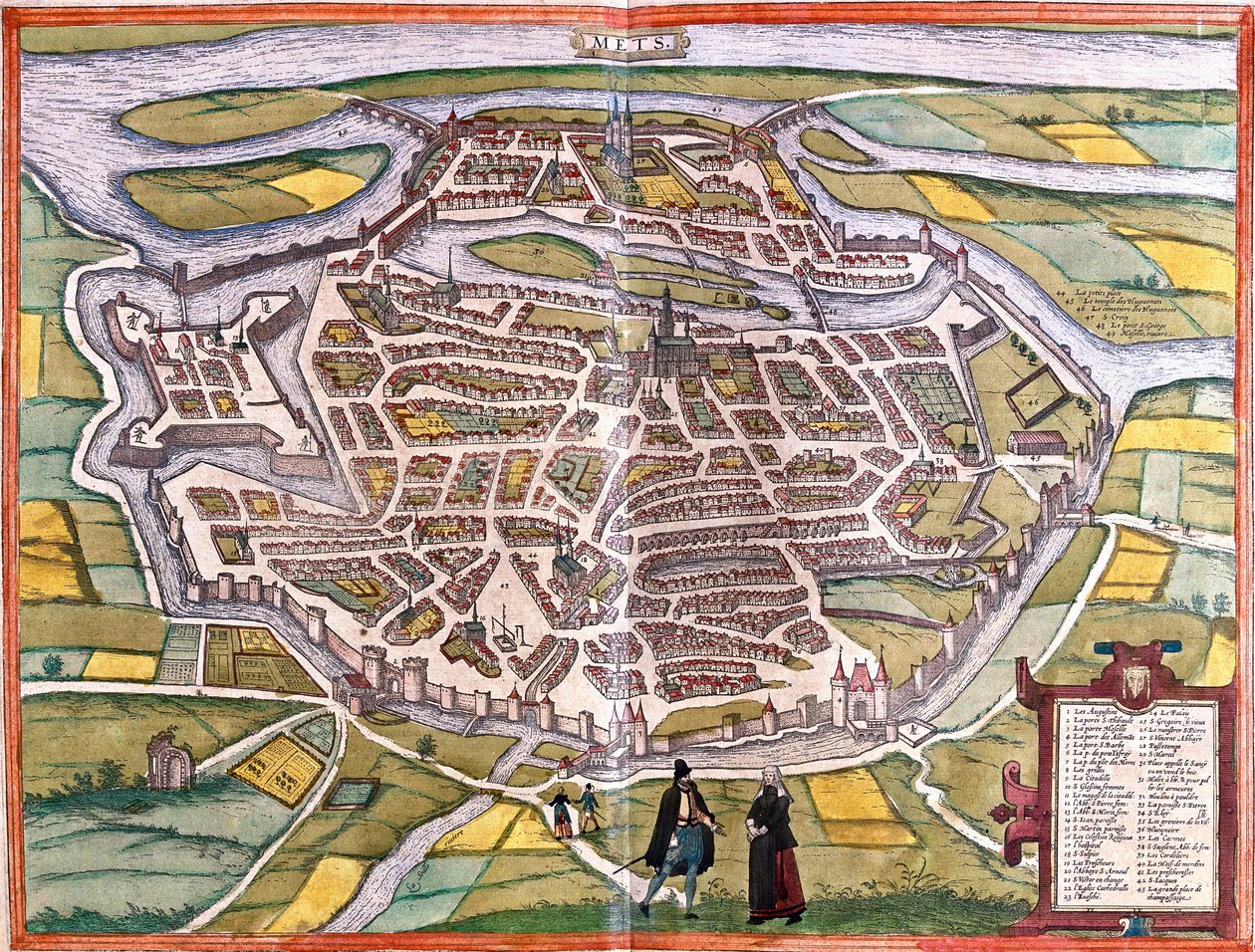 Plan Metz (Mets), Francja (akwaforta autorstwa Franz Hogenberg