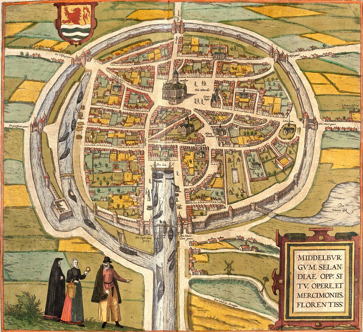 Plan Middelburga (Middelburgum), Holandia (akwaforta autorstwa Franz Hogenberg