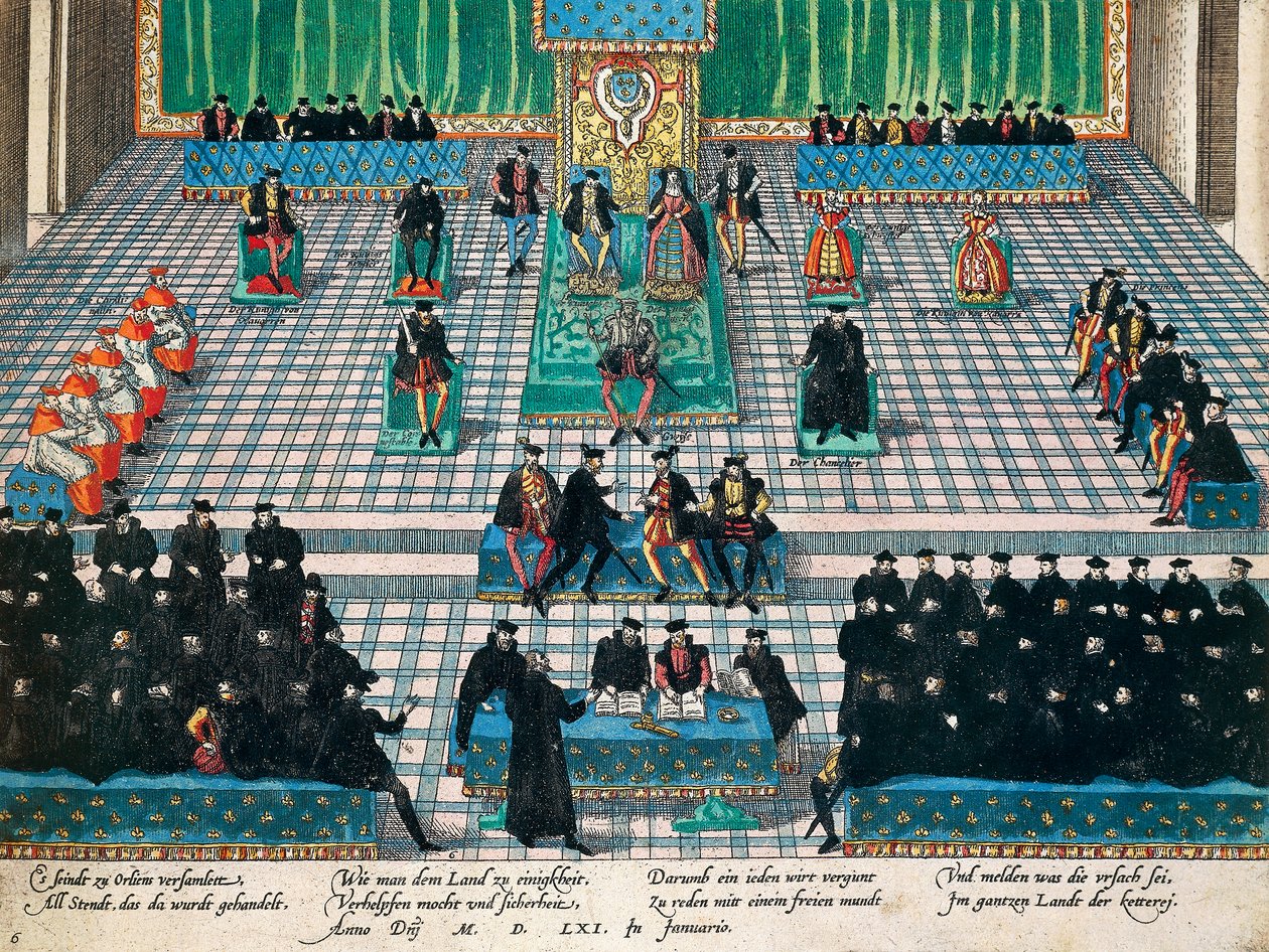 Sesja Stanów Generalnych w Orleanie, styczeń 1561, rycina Franz Hogenberg (1535-1590), Francja autorstwa Franz Hogenberg