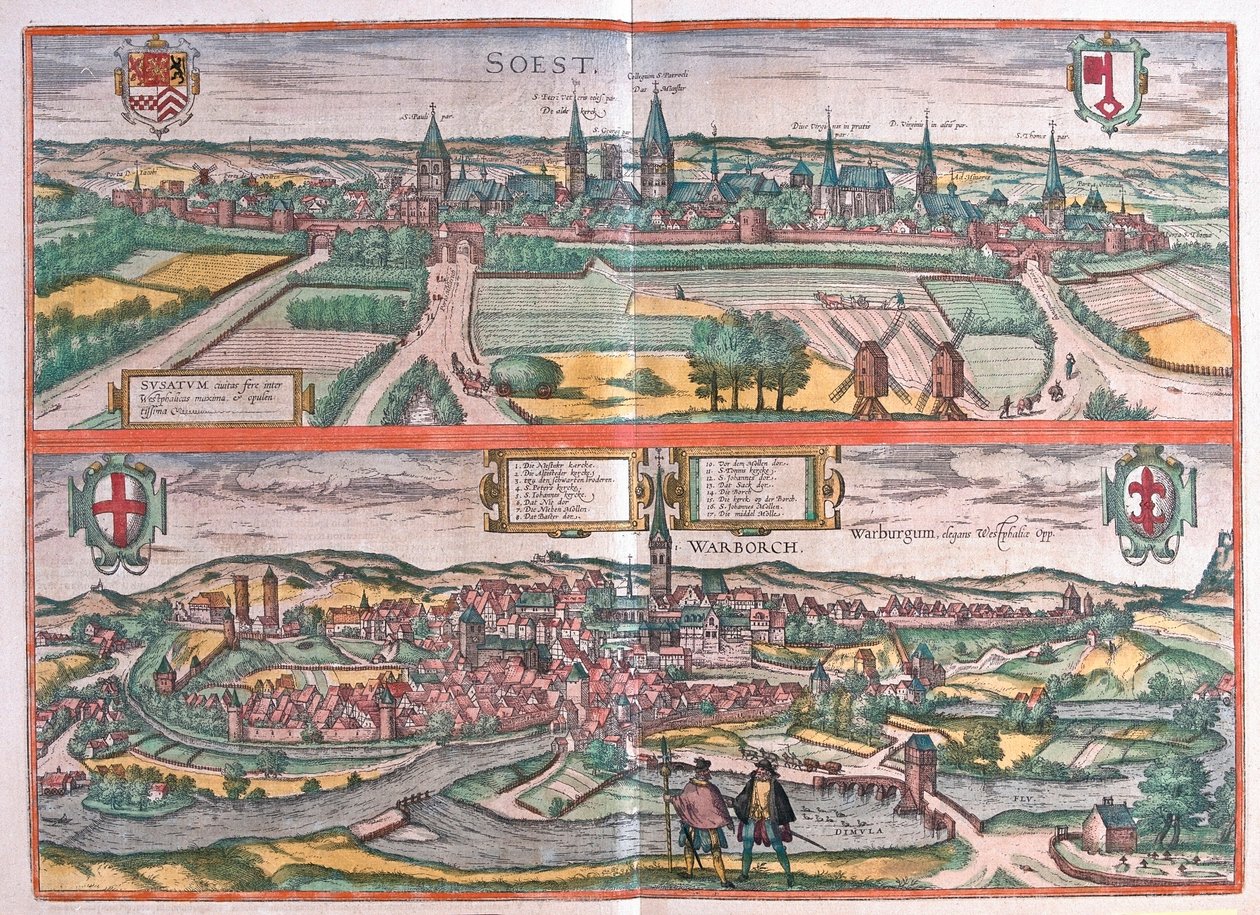Soest i Warburg, Niemcy (Grawerowanie autorstwa Franz Hogenberg